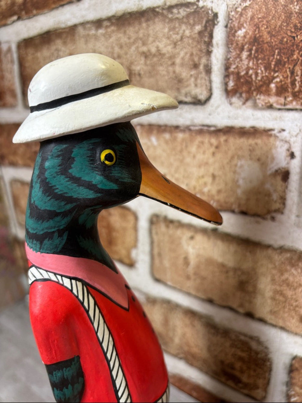 Duck Man Hand-Painted 10 Inch Decorative Duck Figurine in Red, Pink & Green - Picture 5 of 11